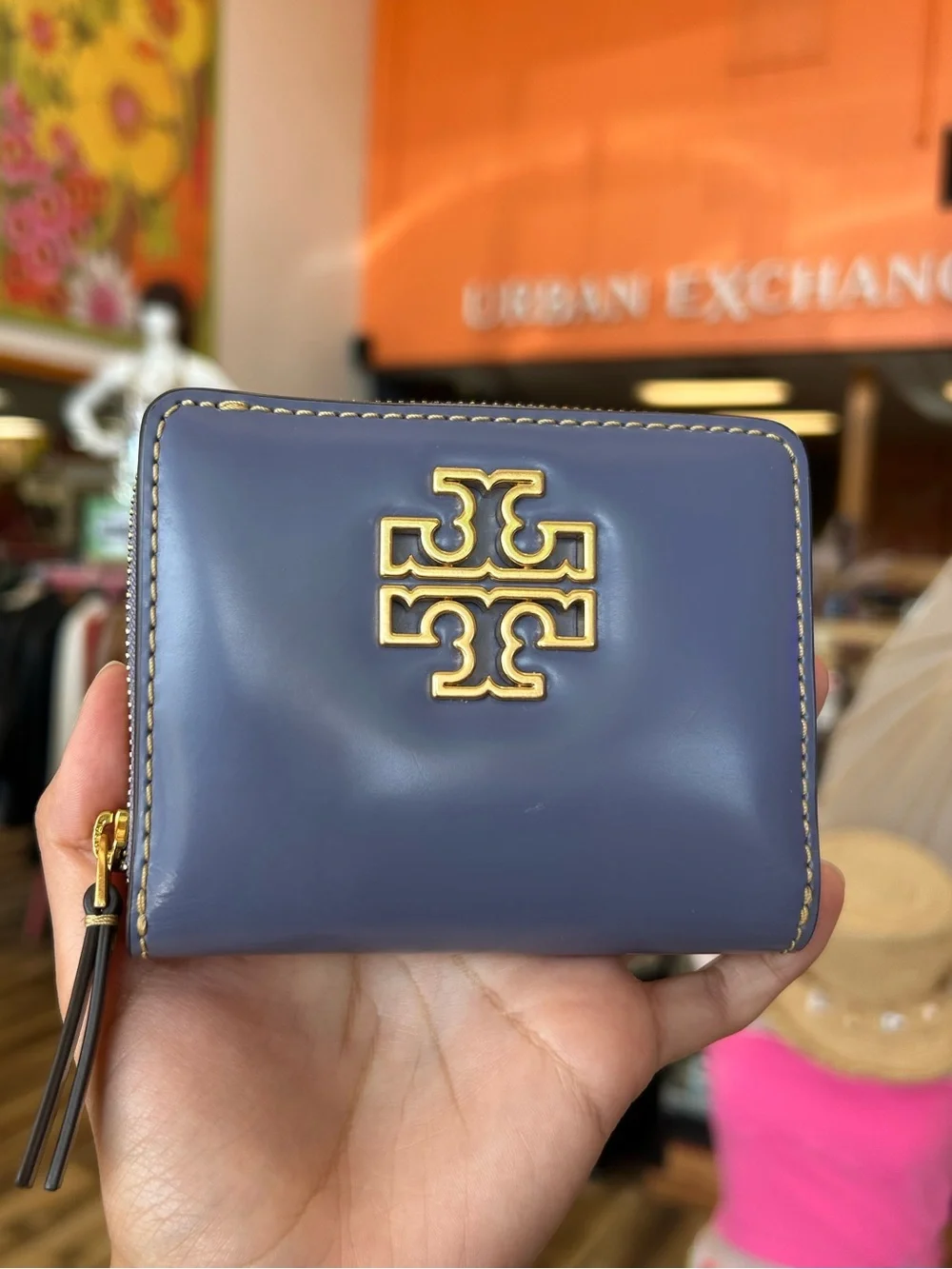 Tory Burch Purple Britten Patent Bifold Wallet